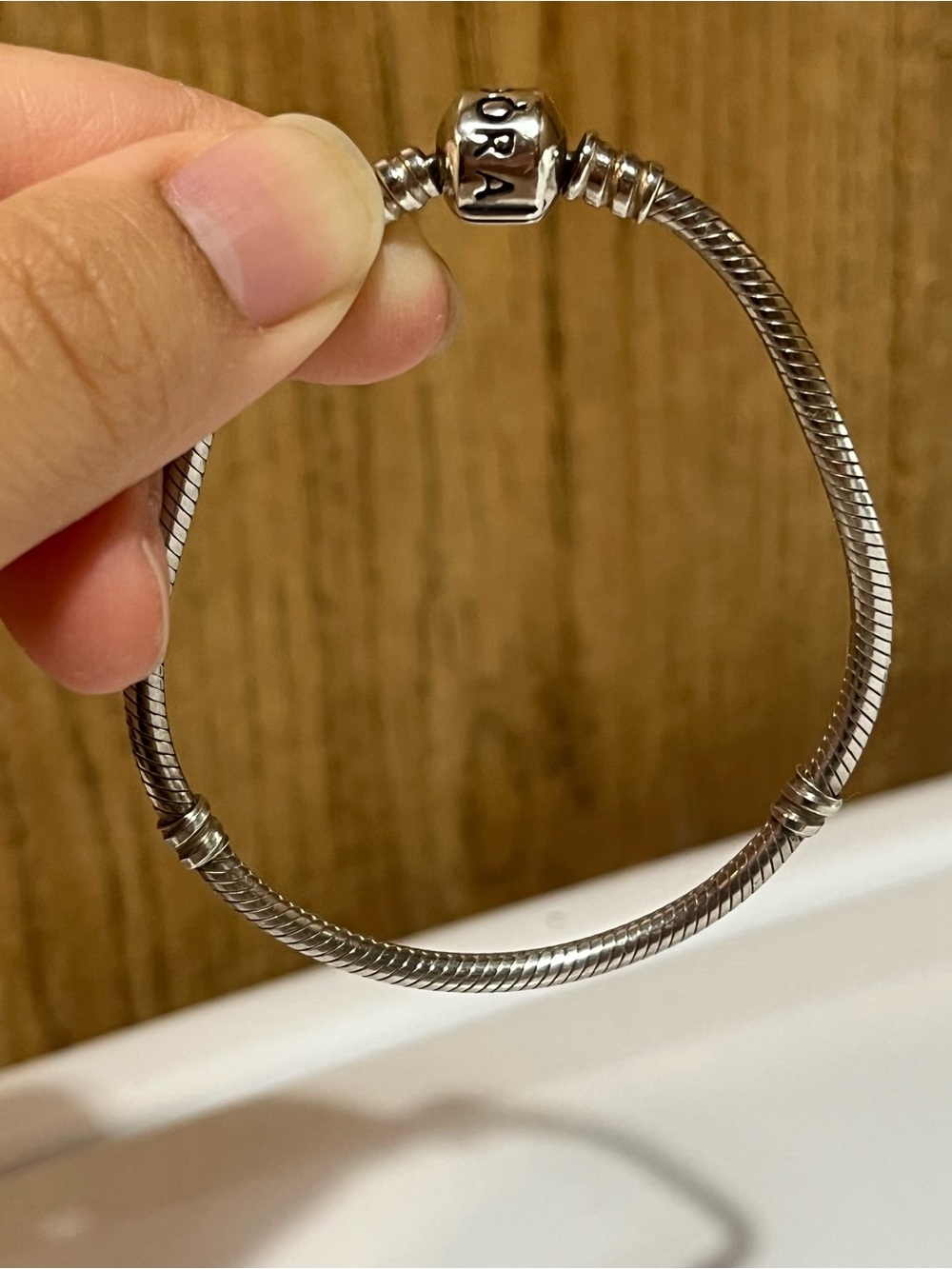 Pandora Sterling Silver Barrel Clasp Snake Chain Bracelet!